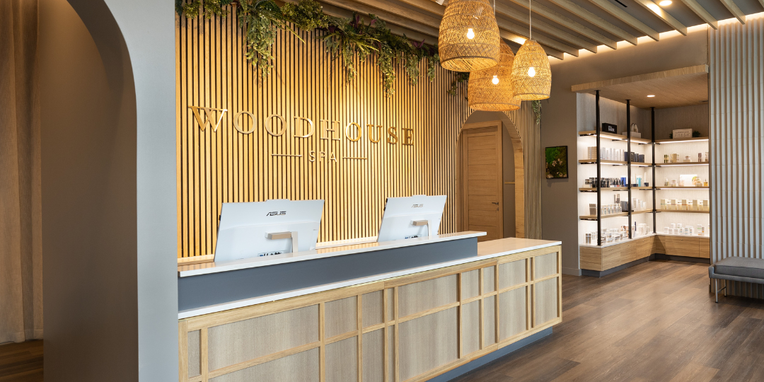 Interior photo of waiting area Woodhouse Spa